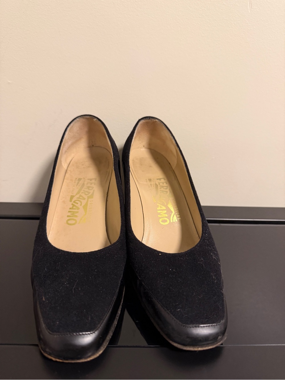 Salvatore Ferragamo Black Suede and Leather Sandal
